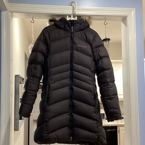 Marmot Women's Black Puffer Coat with Fur Hood